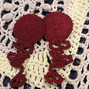 Elegant Burgundy Statement Earrings